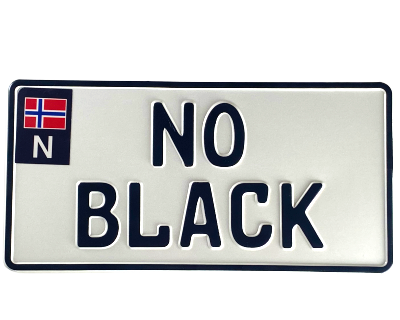 12b. Norwegisches Autoschild im US Format mit schwarz Fahne 300