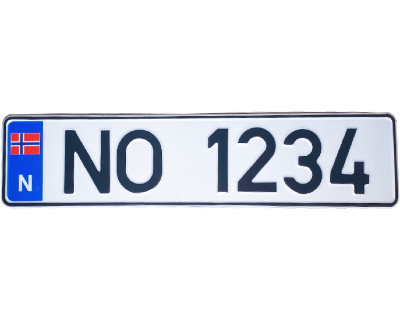 02b. Norwegian Trailer plate 470 x 110 mm with flag