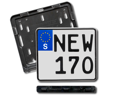 Paket 3 - Neues MC Schild 170 mm & Kennzeichenhalter schwarz
